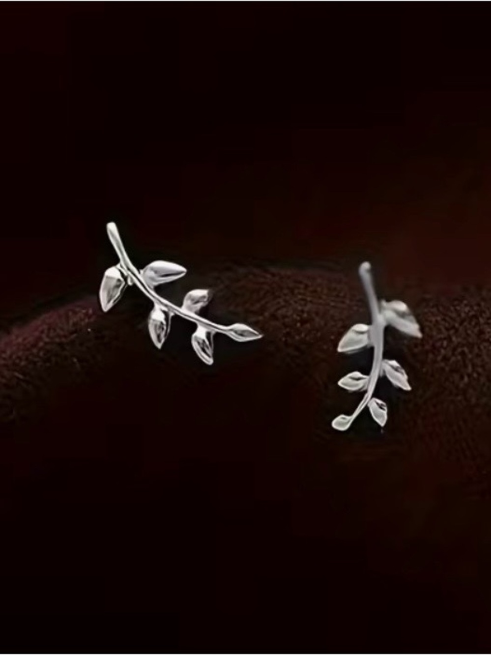 Silver Leaf Vine Stud Earrings - Women's Jewelry